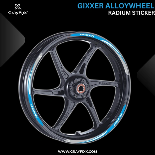 Alloy Wheel Radium Sticker for Gixxer | Made in Premium Radium with FPF (Fade Protection Film), Waterproof, Precut Sticker, Pack Of 12